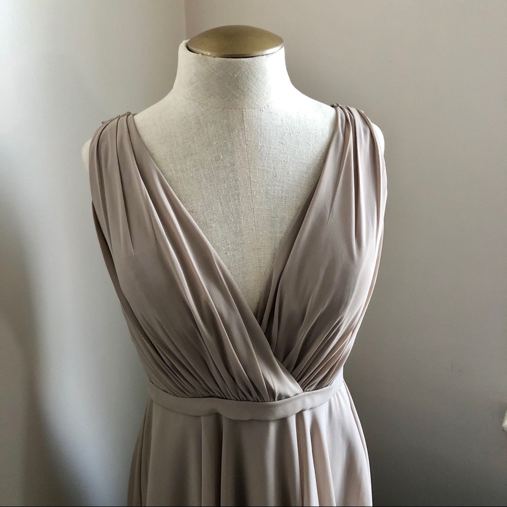 JJ's House Taupe A-Line Bridesmaid Maxi Dress